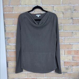 James Perse Greeny/Gray Cowl Neck Long Sleeve Top